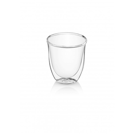 Conjunto de 2 chávenas para Cappuccino De'Longhi. Vidro temperado de parede dupla. Pode ser lavado na máquina de lavar louça. Transparente. 190 ml.