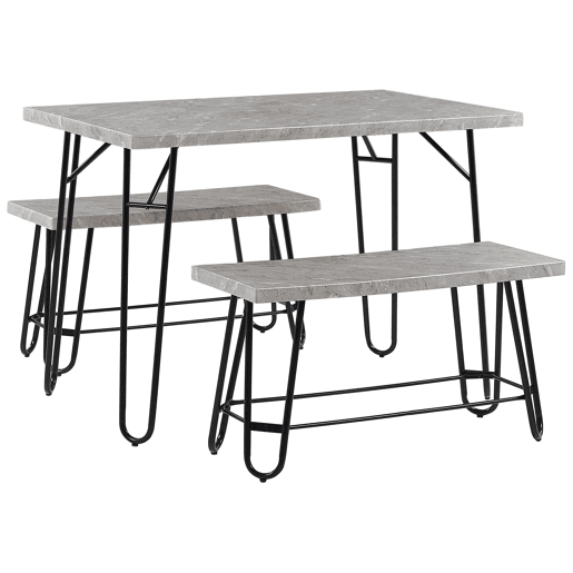 Conjunto de refeição KEMPTON Cinzento claro 4 lugares