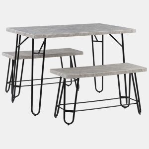 Conjunto de refeição KEMPTON Cinzento claro 4 lugares