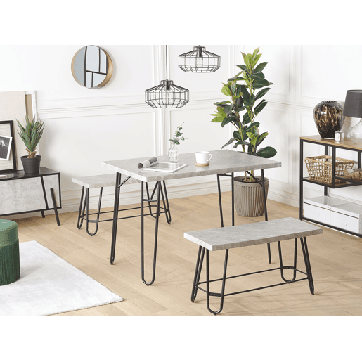 Conjunto de refeição KEMPTON Cinzento claro 4 lugares