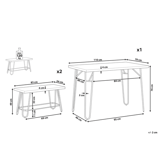 Conjunto de refeição KEMPTON Cinzento claro 4 lugares