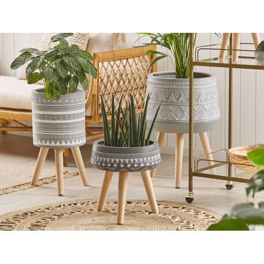 Vaso alto para plantas NAUSA 30 cm Cinzento claro