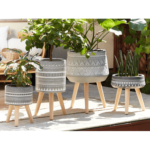 Vaso alto para plantas NAUSA 30 cm Cinzento claro