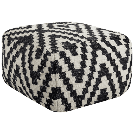 Pufe KNIDOS Lã PretoBranco 56 cm 56 cm 32 cm