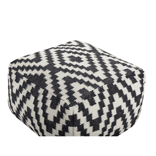 Pufe KNIDOS Lã PretoBranco 56 cm 56 cm 32 cm