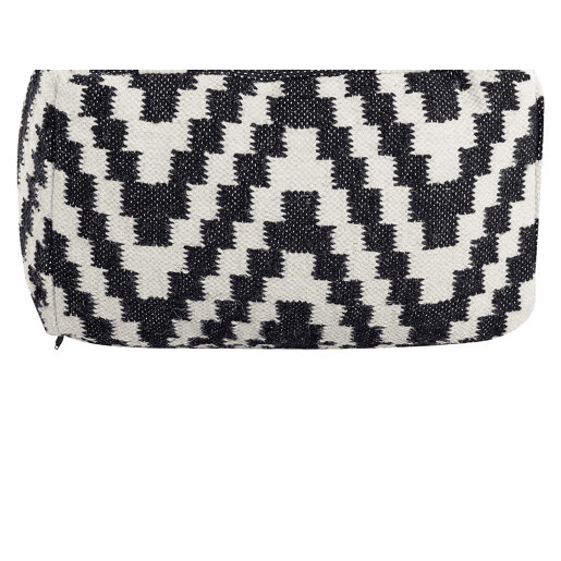 Pufe KNIDOS Lã PretoBranco 56 cm 56 cm 32 cm
