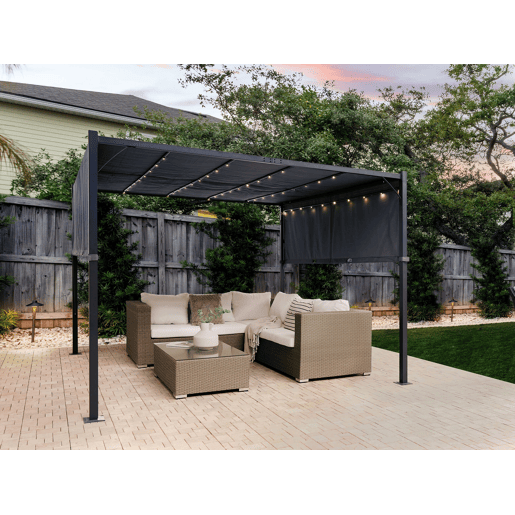 Pérgola de Jardim LED PARGA Metal 310 cm 310 cm Cinzento escuro