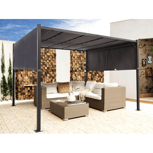 Pérgola de Jardim LED PARGA Metal 310 cm 310 cm Cinzento escuro
