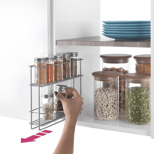 Suporte deslizante para especiarias IN&OUT da Metaltex. Acabamento Polytherm® Silver Suporte deslizante para especiarias IN&OUT da Metaltex. Acabamento Polytherm® Silver