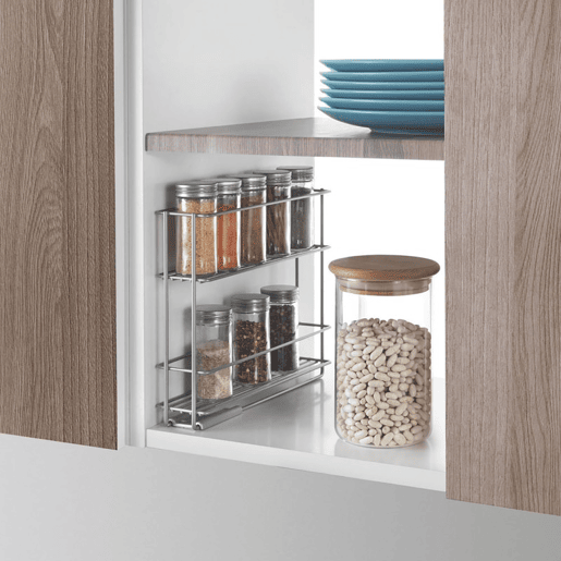Suporte deslizante para especiarias IN&OUT da Metaltex. Acabamento Polytherm® Silver Suporte deslizante para especiarias IN&OUT da Metaltex. Acabamento Polytherm® Silver