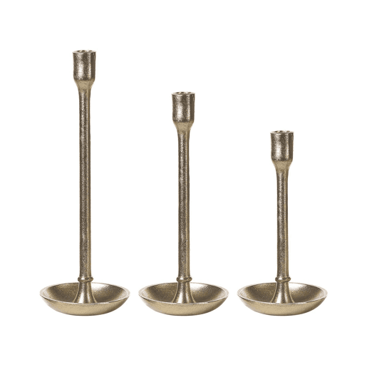 Conjunto de 3 castiçais LIWUNG Metal 273338 cm Dourado