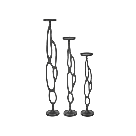 Conjunto de 3 castiçais BUNI Metal 546884 cm Preto