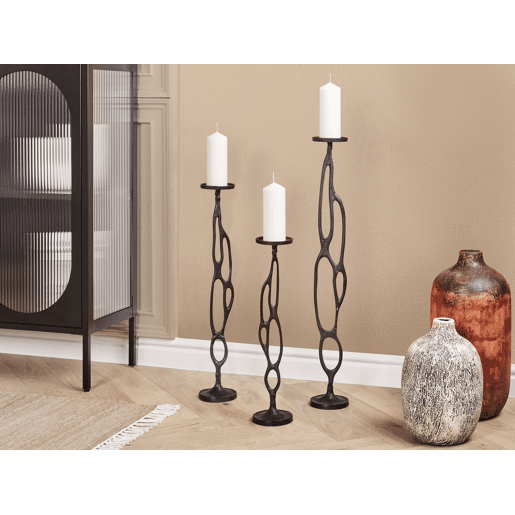 Conjunto de 3 castiçais BUNI Metal 546884 cm Preto