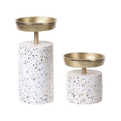 Conjunto de 2 castiçais KAENGAN Pedra 1324 cm Dourado