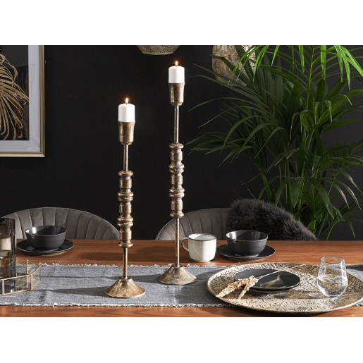 Conjunto de 2 castiçais SALAMINA Metal 6349 cm Dourado