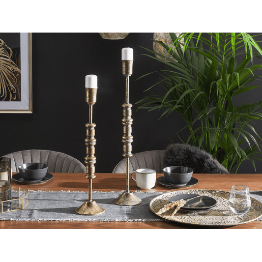 Conjunto de 2 castiçais SALAMINA Metal 6349 cm Dourado