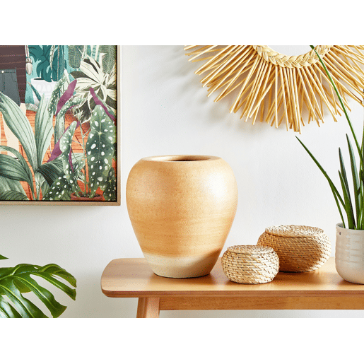 Jarro decorativo SKIONE Cerâmica 34 cm Castanho claro