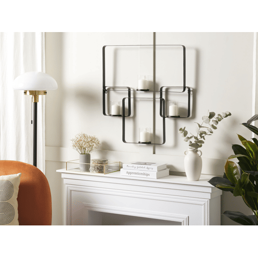 Castiçal de parede PALAWAN Metal 65 cm Preto