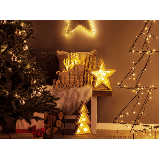 Decoração de Natal em madeira clara com LED em forma de trenó IMPALA