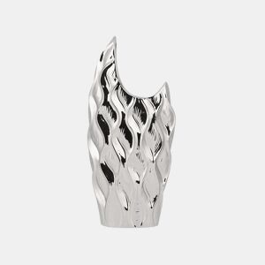 Jarro decorativo HALUZA Grés 35 cm Prateado
