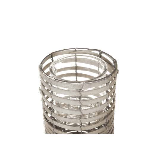 Conjunto de 3 castiçais ROVARE Madeira de chopo 603925 cm Cinzento