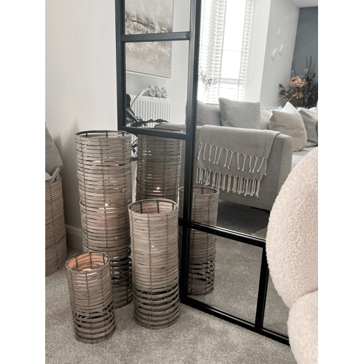 Conjunto de 3 castiçais ROVARE Madeira de chopo 603925 cm Cinzento