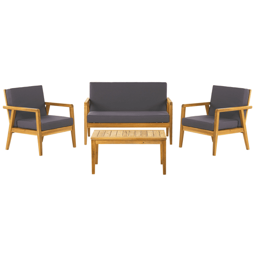 Conjunto de jardim com mesa 4 lugares PALLANO Madeira de acácia Cinzento escuro