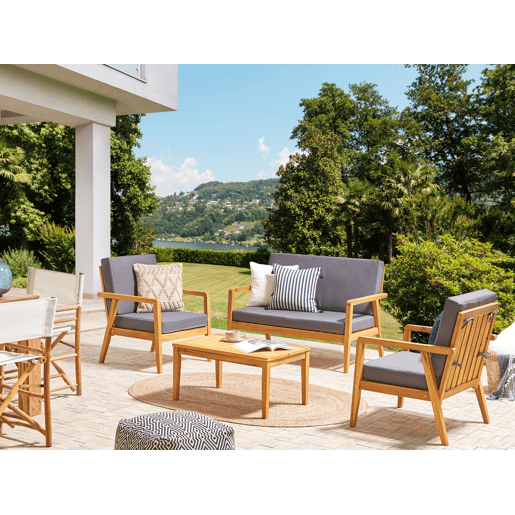 Conjunto de jardim com mesa 4 lugares PALLANO Madeira de acácia Cinzento escuro