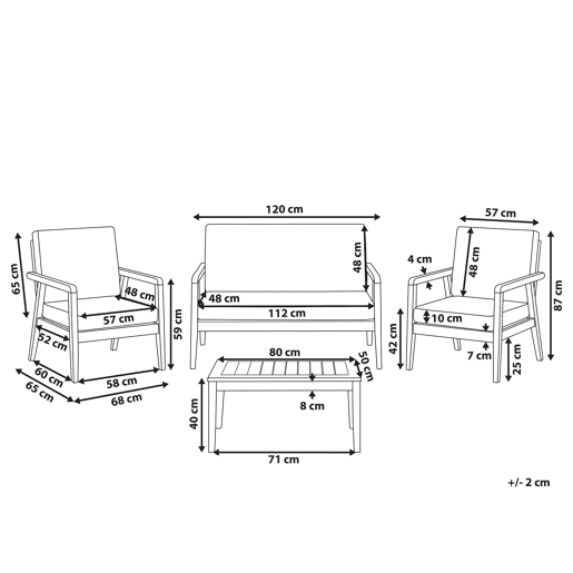 Conjunto de jardim com mesa 4 lugares PALLANO Madeira de acácia Cinzento escuro