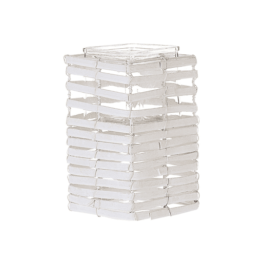 Conjunto de 3 castiçais MAROLA Madeira de chopo 543420 cm Branco