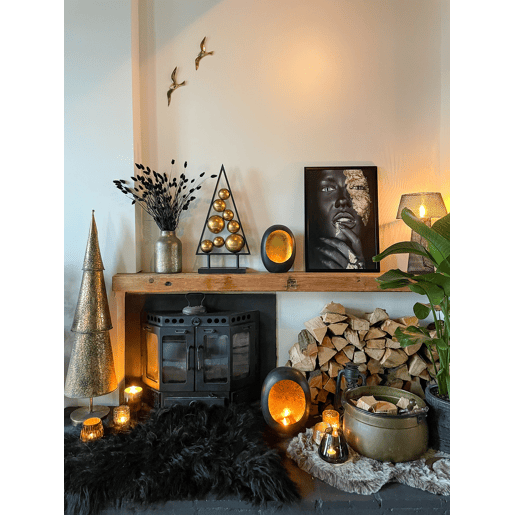 Figura decorativa preto e dourado 65 cm RANUA
