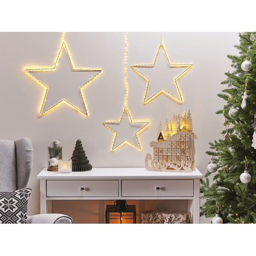 Conjunto de 3 decorações de parede com LED em forma de estrela KUNNARI
