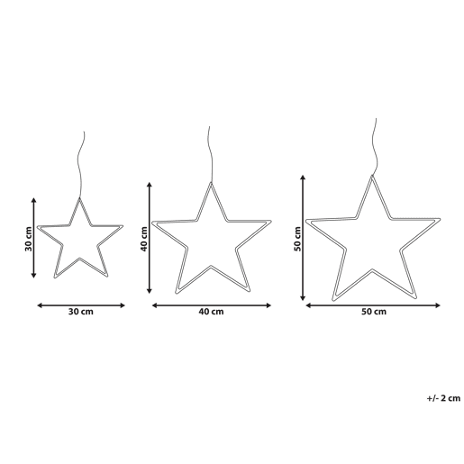 Conjunto de 3 decorações de parede com LED em forma de estrela KUNNARI