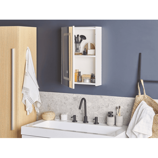 Móvel de casa de banho suspenso com espelho LED CONDOR 40 cm 60 cm Branco