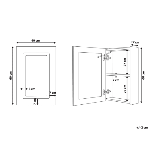 Móvel de casa de banho suspenso com espelho LED CONDOR 40 cm 60 cm Branco