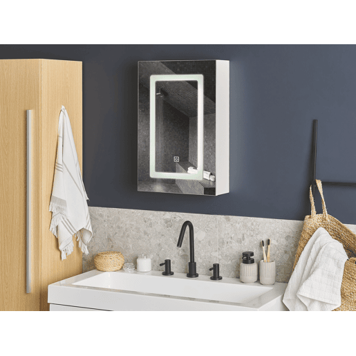 Móvel de casa de banho suspenso com espelho LED CONDOR 40 cm 60 cm Branco