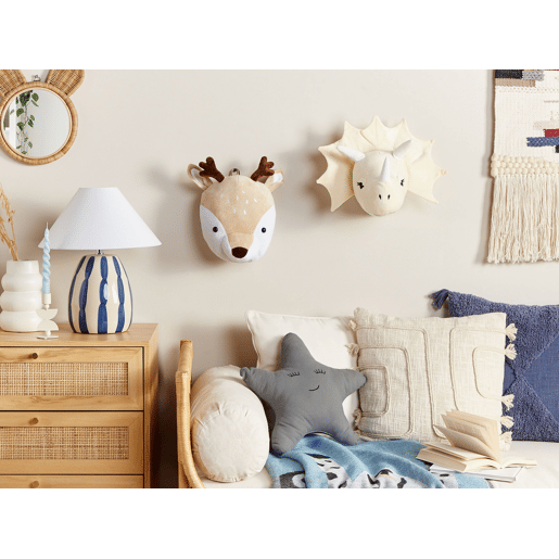 Decoração de parede para crianças Dinossauro REXX Algodão 29 cm Creme claro