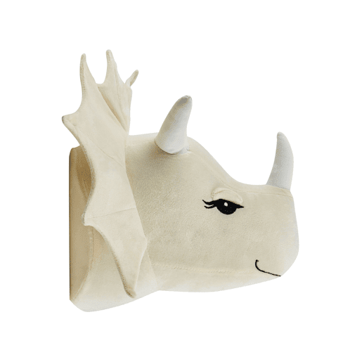 Decoração de parede para crianças Dinossauro REXX Algodão 29 cm Creme claro