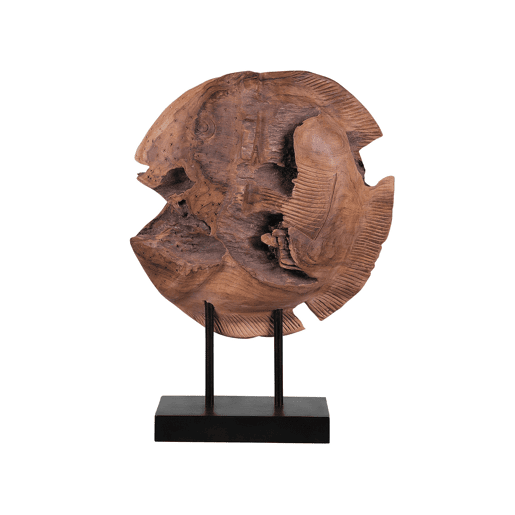 Acessório decorativo Peixe PLAICE FISH Madeira de teca Castanho