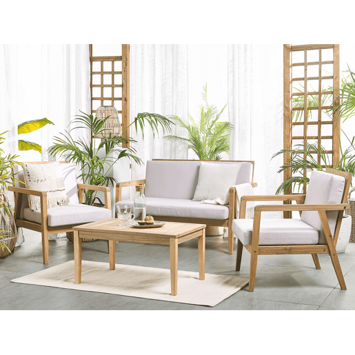 Conjunto de jardim com mesa 4 lugares PALLANO Madeira de acácia Taupe