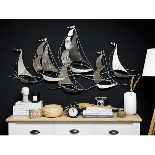 Decoração de parede Navio AMERICIUM Metal 67 cm Prateado