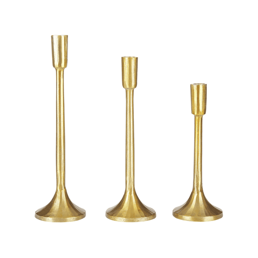 Conjunto de 3 castiçais ZIMBABWE Metal 36 cm Dourado
