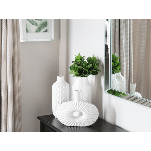 Jarro decorativo XANTHOS Grés 32 cm Branco