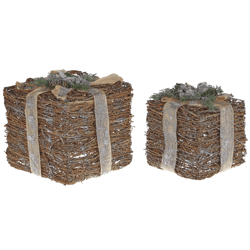 Conjunto de 2 decorações de presente de natal prateados INARI