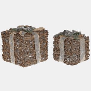 Conjunto de 2 decorações de presente de natal prateados INARI