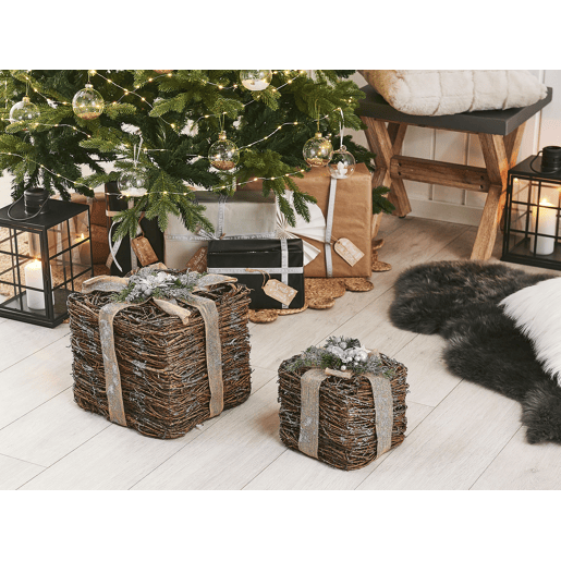 Conjunto de 2 decorações de presente de natal prateados INARI
