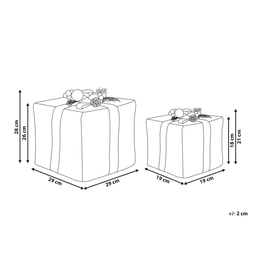 Conjunto de 2 decorações de presente de natal prateados INARI
