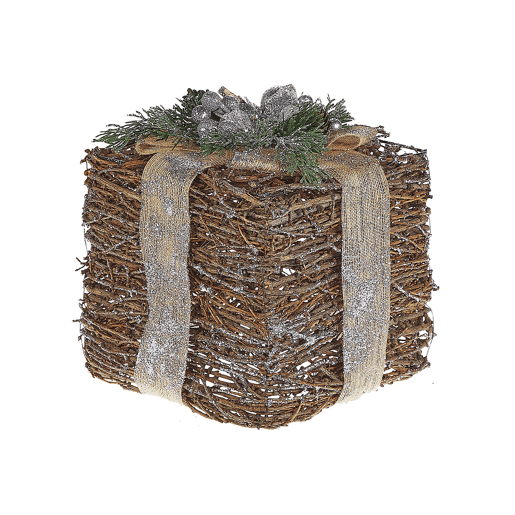 Conjunto de 2 decorações de presente de natal prateados INARI