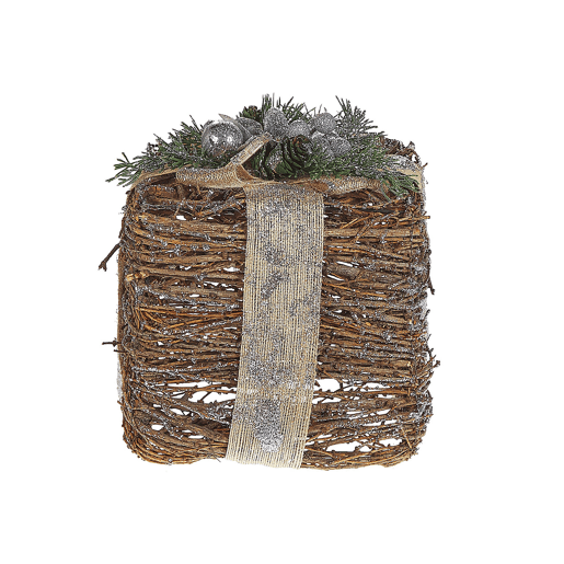 Conjunto de 2 decorações de presente de natal prateados INARI