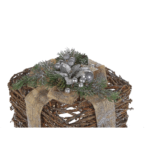 Conjunto de 2 decorações de presente de natal prateados INARI